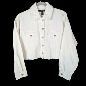 Forever 21 corduroy cropped jacket in white small pristine condition